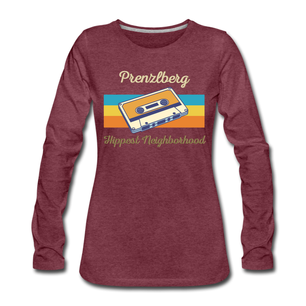 PrenzlBerg Hippest Neighborhood - Frauen Premium Langarmshirt - Bordeauxrot meliert