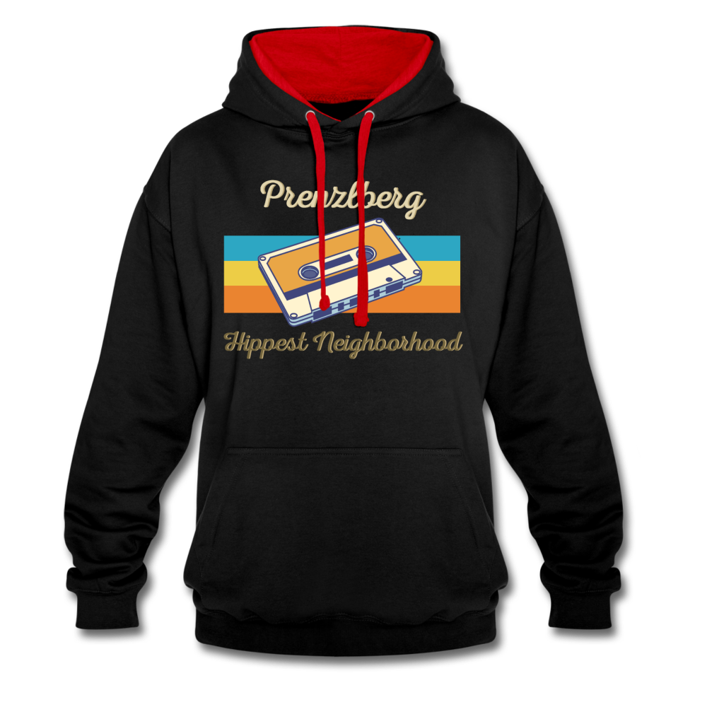 PrenzlBerg Hippest Neighborhood - Kontrast Hoodie - Schwarz/Rot