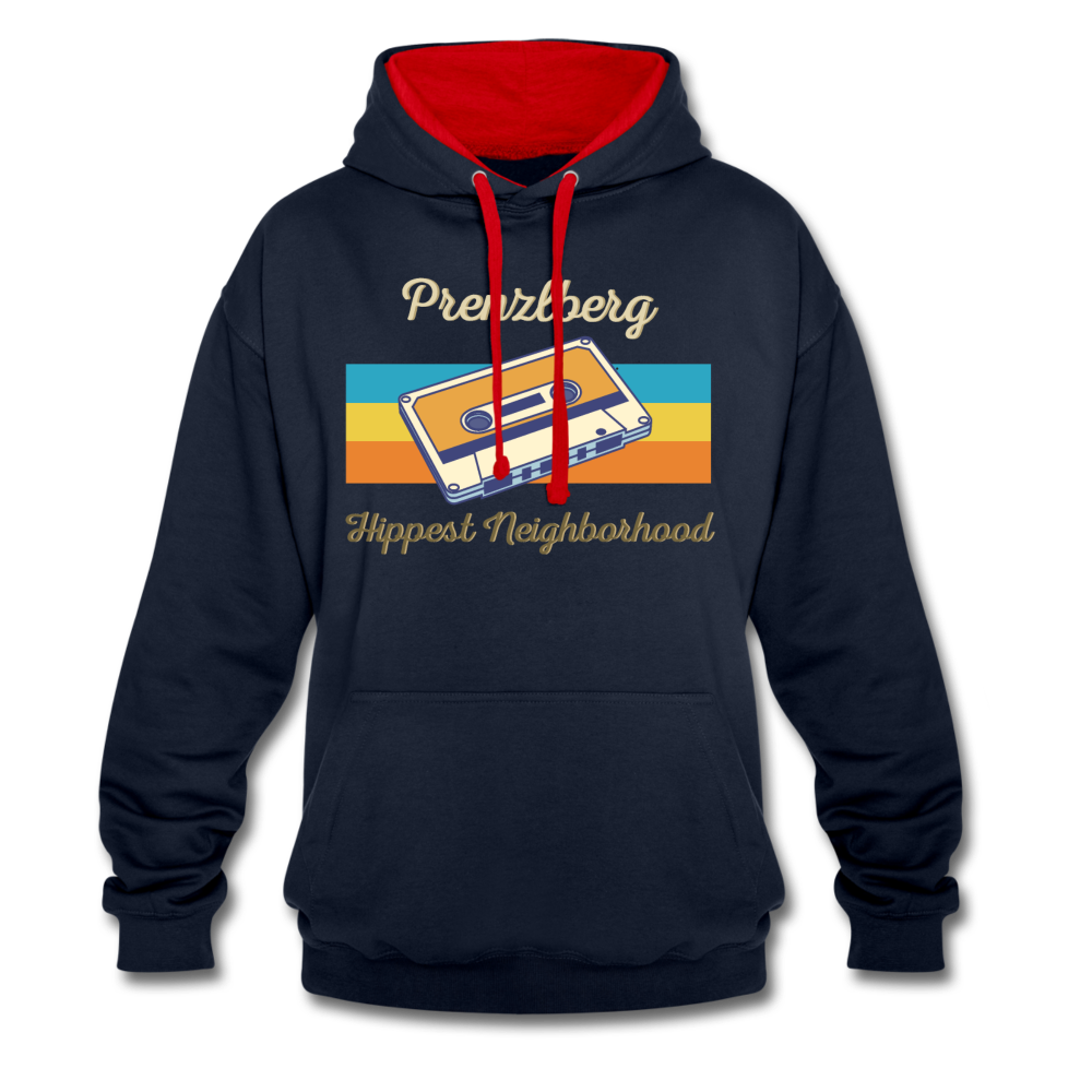 PrenzlBerg Hippest Neighborhood - Kontrast Hoodie - Navy/Rot