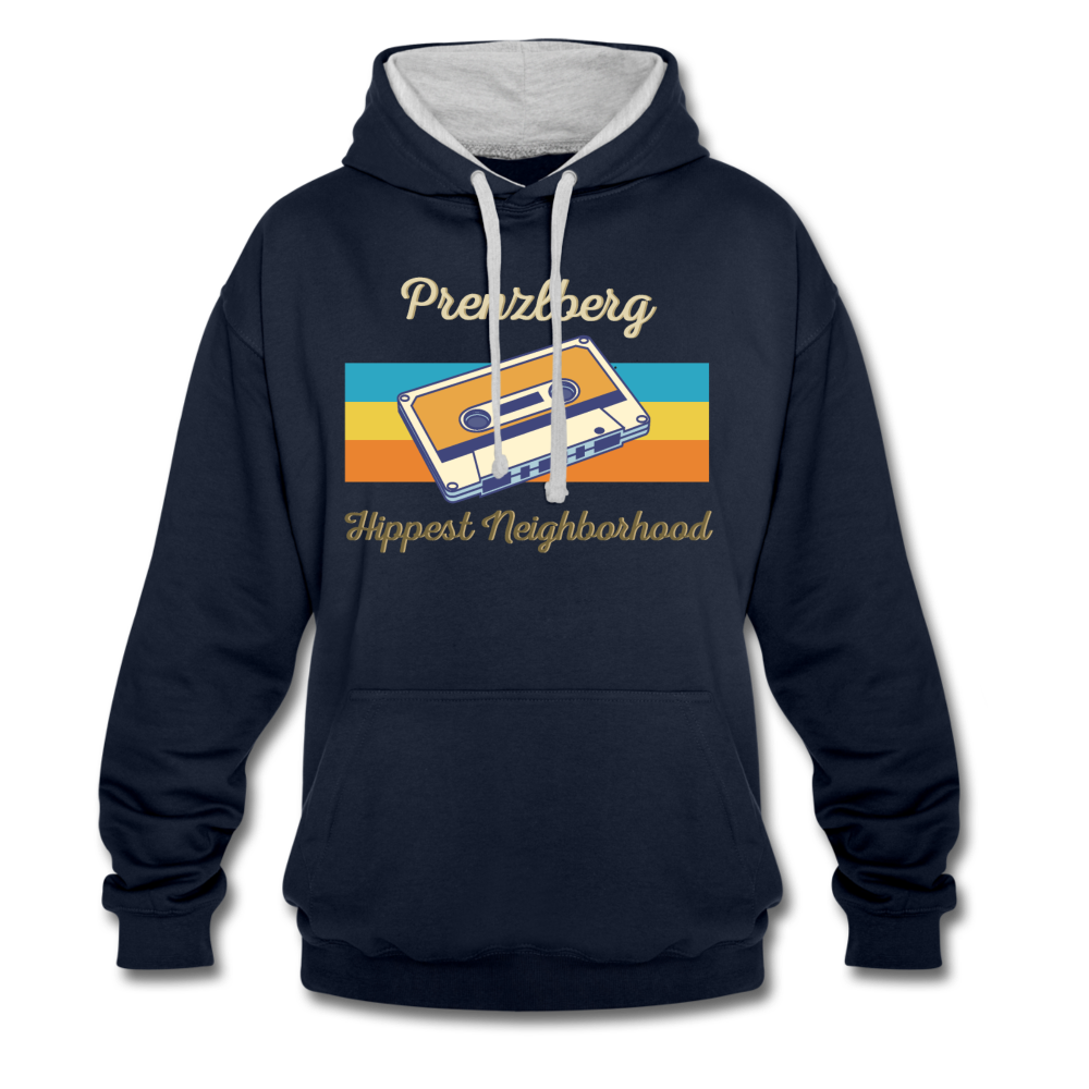 PrenzlBerg Hippest Neighborhood - Kontrast Hoodie - Navy/Grau meliert