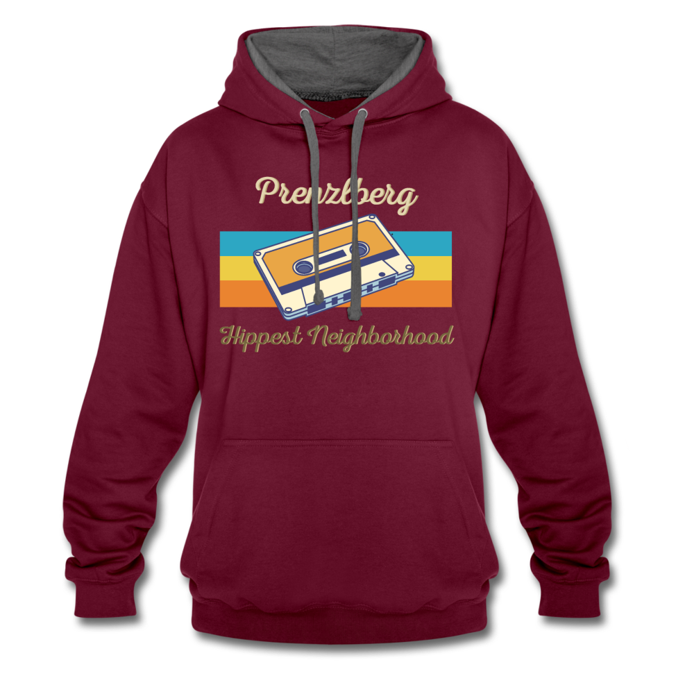 PrenzlBerg Hippest Neighborhood - Kontrast Hoodie - Weinrot/Anthrazit