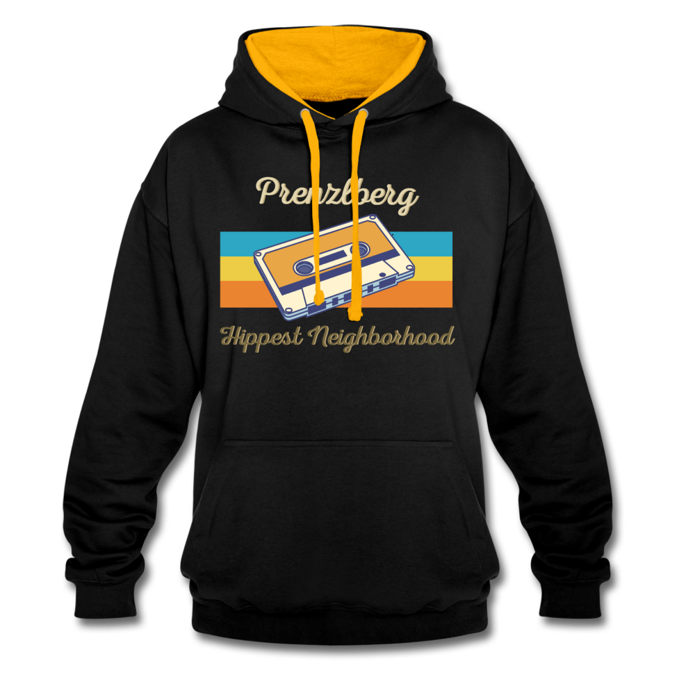 PrenzlBerg Hippest Neighborhood - Kontrast Hoodie - Schwarz/Gold