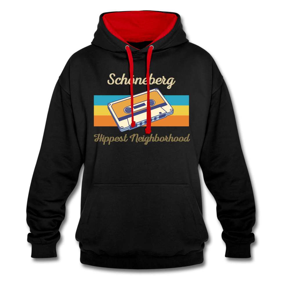 Schöneberg Hippest Neighborhood - Kontrast Hoodie - Schwarz/Rot