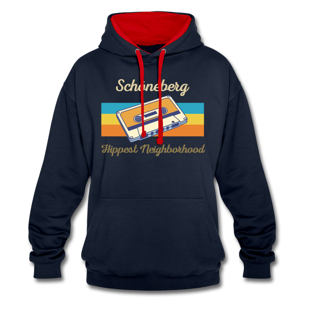 Schöneberg Hippest Neighborhood - Kontrast Hoodie - Navy/Rot