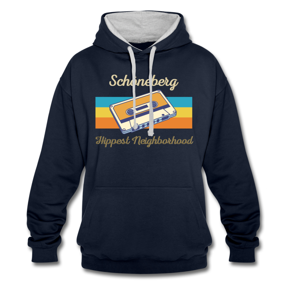 Schöneberg Hippest Neighborhood - Kontrast Hoodie - Navy/Grau meliert