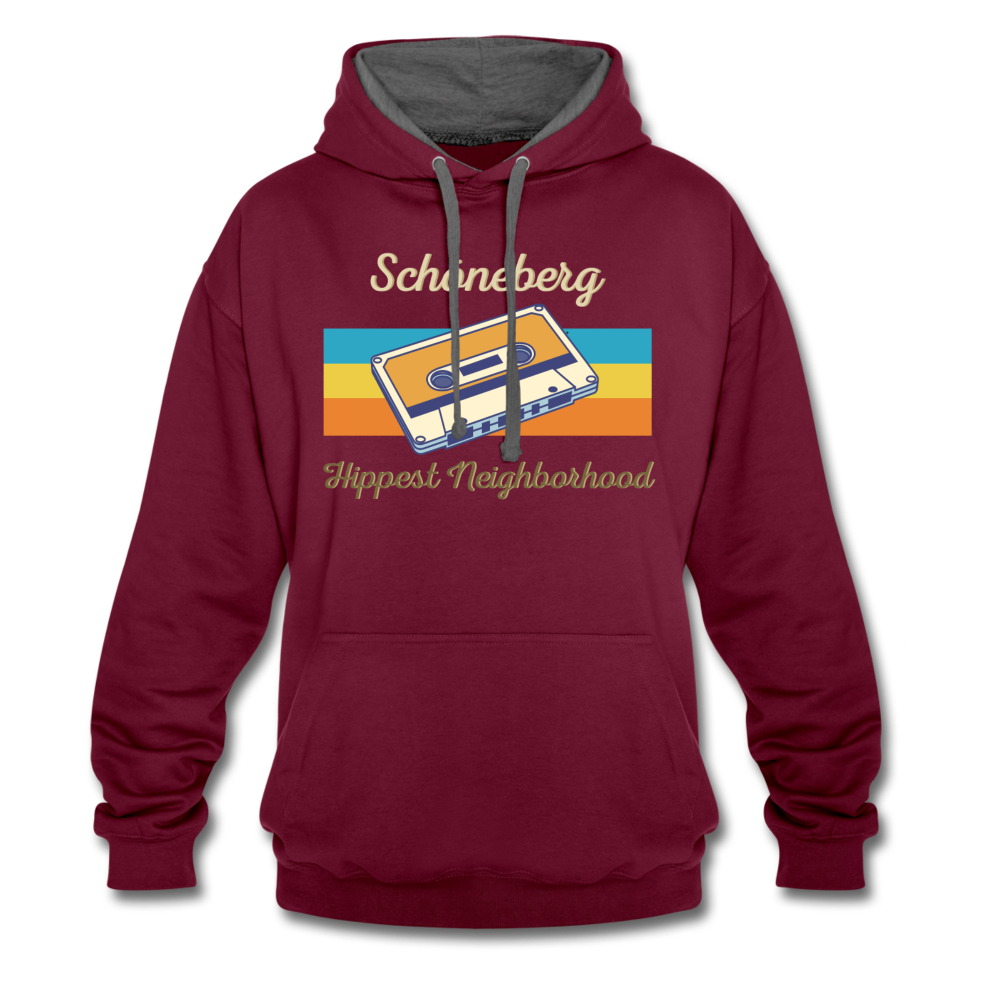 Schöneberg Hippest Neighborhood - Kontrast Hoodie - Weinrot/Anthrazit