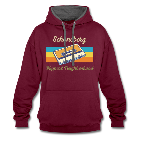 Schöneberg Hippest Neighborhood - Kontrast Hoodie - Weinrot/Anthrazit