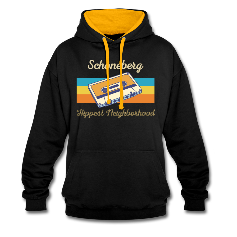 Schöneberg Hippest Neighborhood - Kontrast Hoodie - Schwarz/Gold