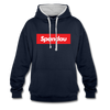 Spandau rot - Kontrast Hoodie - Navy/Grau meliert