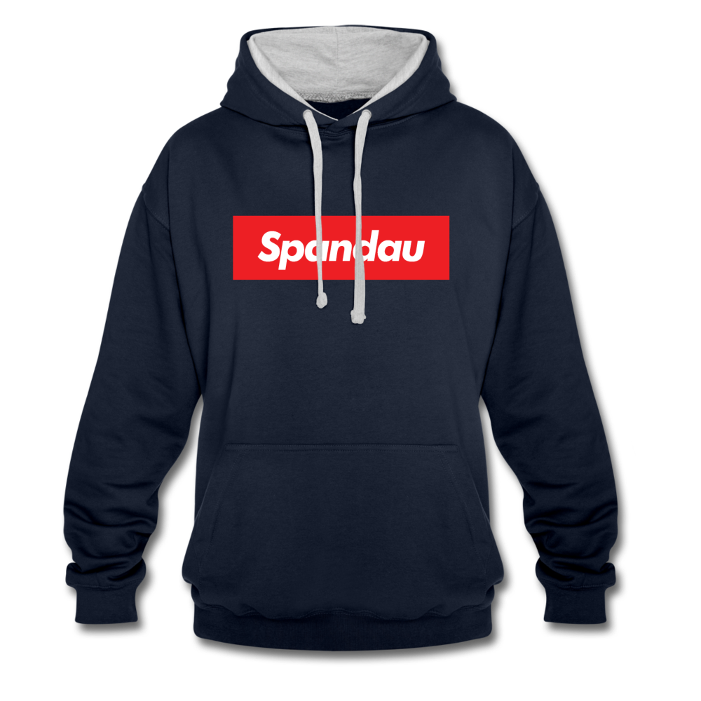 Spandau rot - Kontrast Hoodie - Navy/Grau meliert