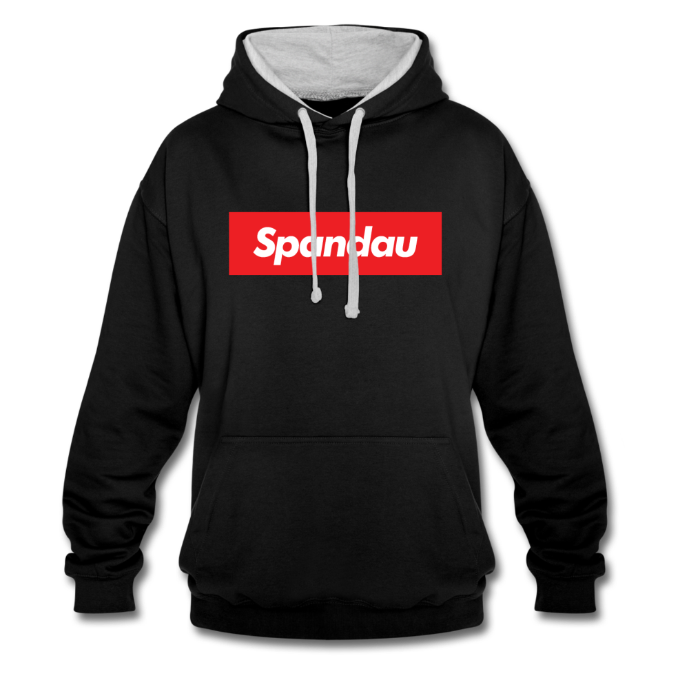 Spandau rot - Kontrast Hoodie - Schwarz/Grau meliert