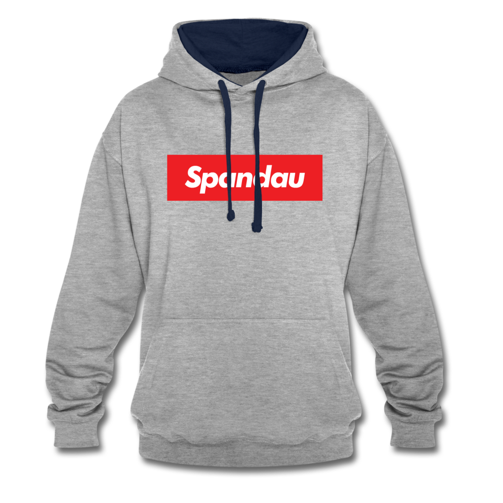 Spandau rot - Kontrast Hoodie - Grau meliert/Navy