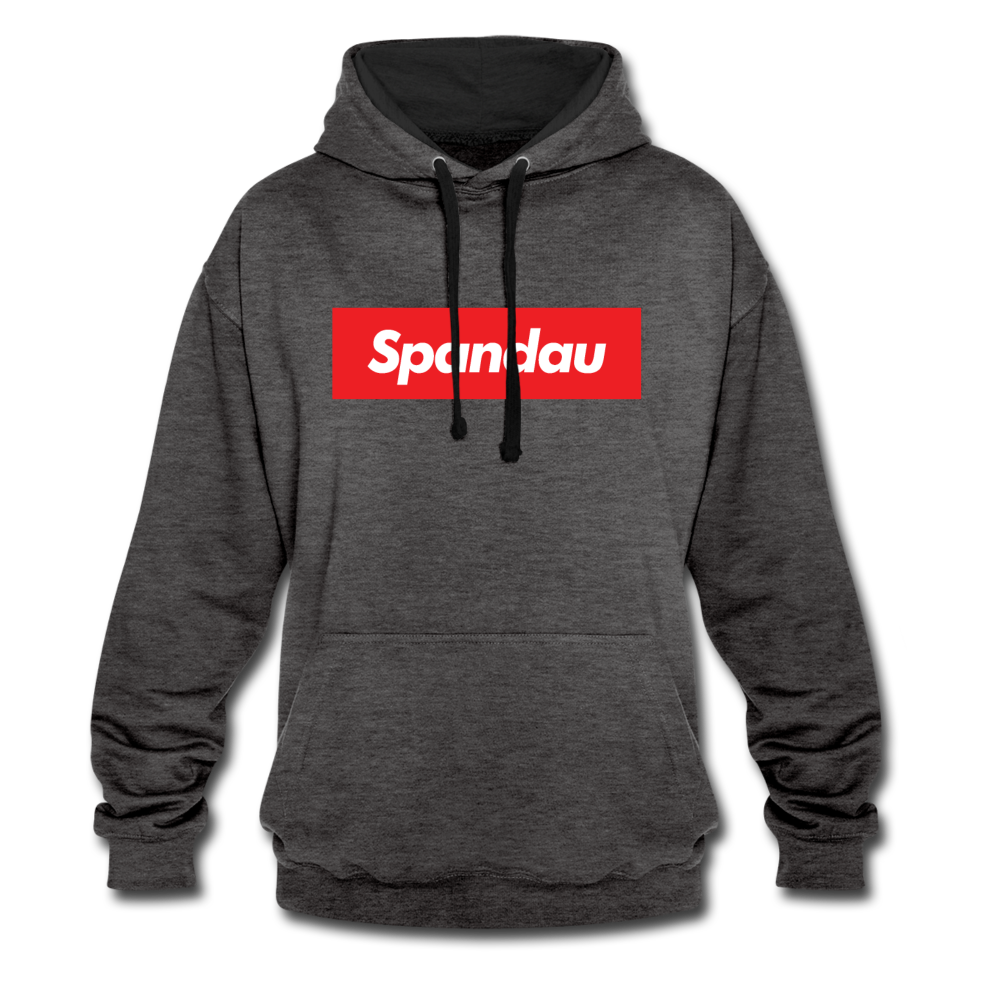 Spandau rot - Kontrast Hoodie - Anthrazit/Schwarz