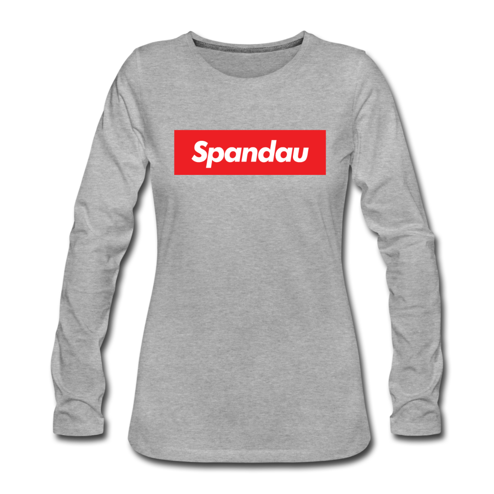 Spandau rot - Frauen Premium Langarmshirt - Grau meliert