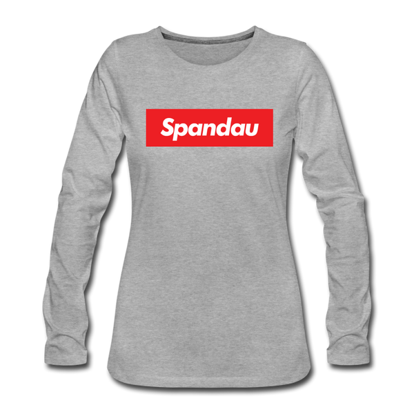 Spandau rot - Frauen Premium Langarmshirt - Grau meliert