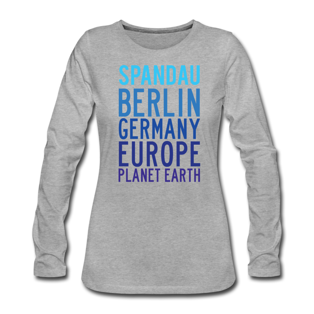 Spandau Planet Earth - Frauen Premium Langarmshirt - Grau meliert