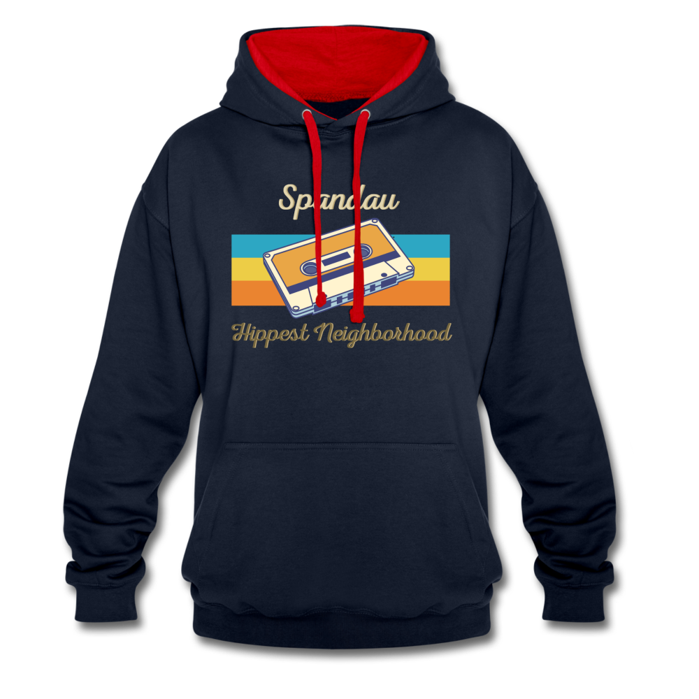 Spandau Hippest Neighborhood - Kontrast Hoodie - Navy/Rot