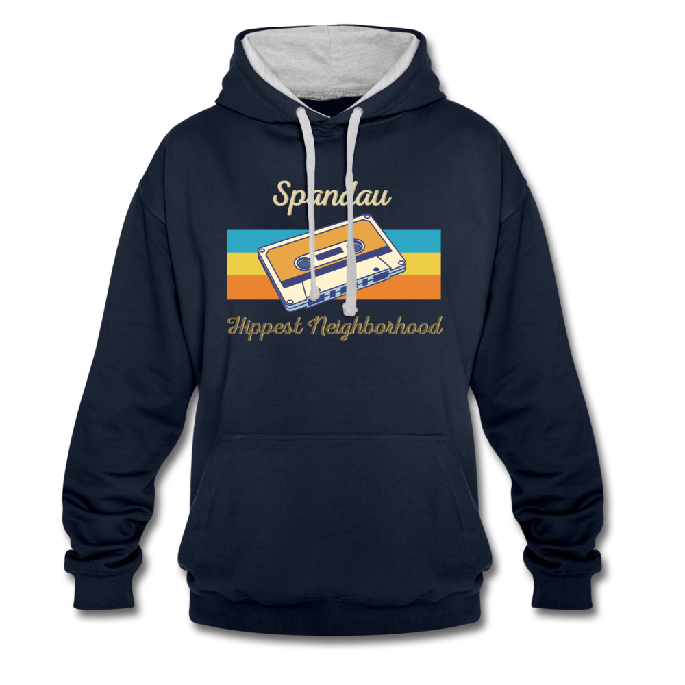 Spandau Hippest Neighborhood - Kontrast Hoodie - Navy/Grau meliert