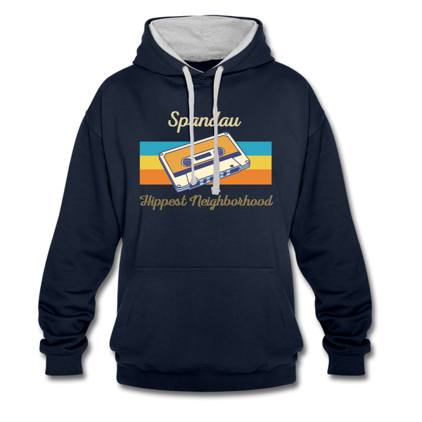 Spandau Hippest Neighborhood - Kontrast Hoodie - Navy/Grau meliert