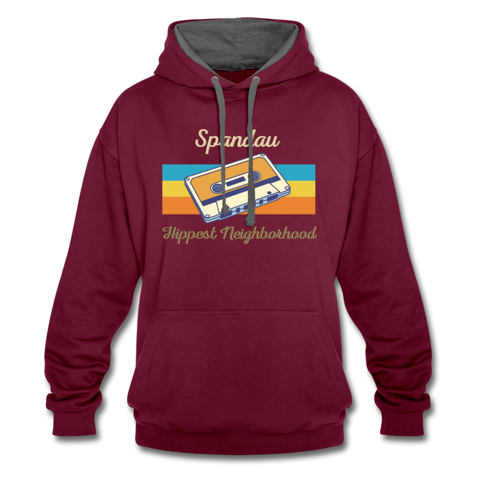 Spandau Hippest Neighborhood - Kontrast Hoodie - Weinrot/Anthrazit