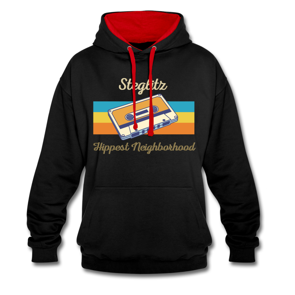 Steglitz Hippest Neighborhood - Kontrast Hoodie - Schwarz/Rot