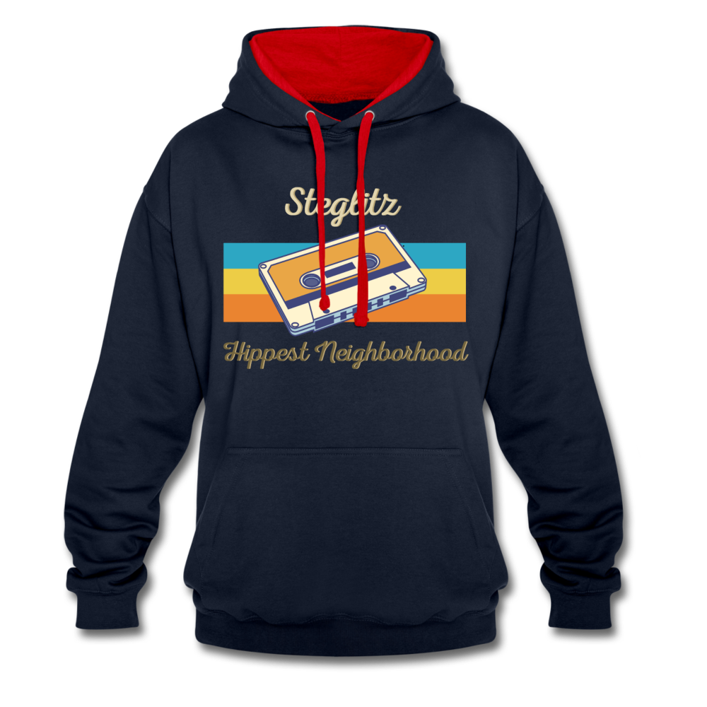 Steglitz Hippest Neighborhood - Kontrast Hoodie - Navy/Rot