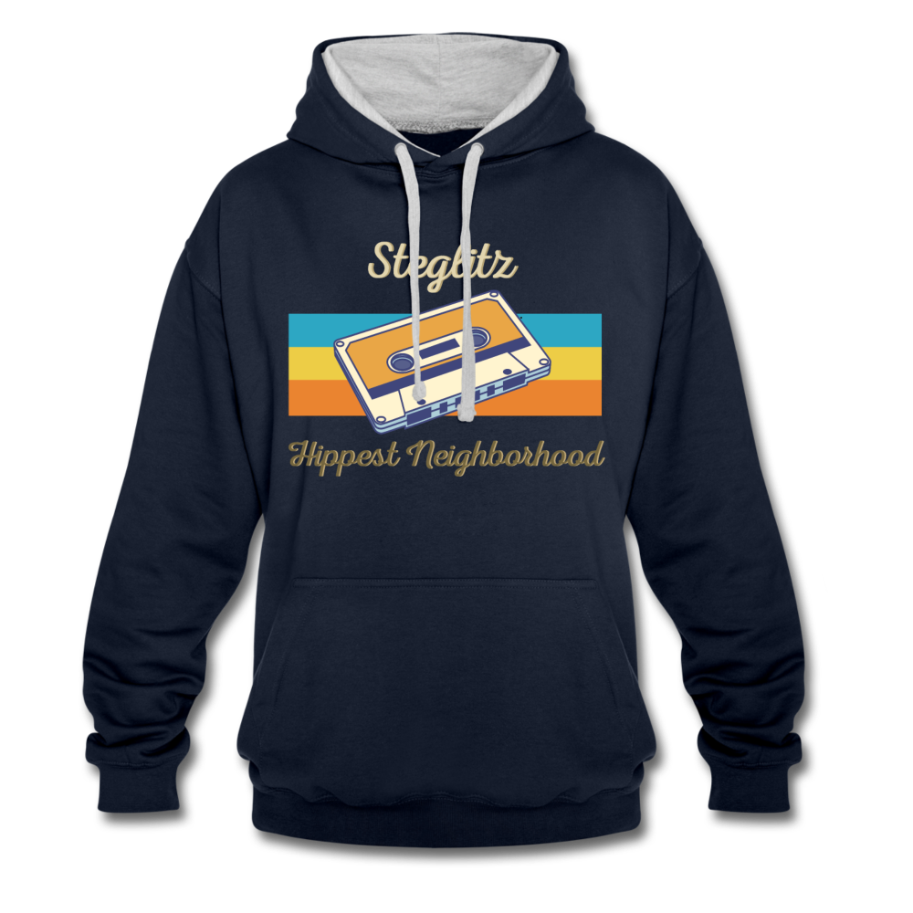 Steglitz Hippest Neighborhood - Kontrast Hoodie - Navy/Grau meliert