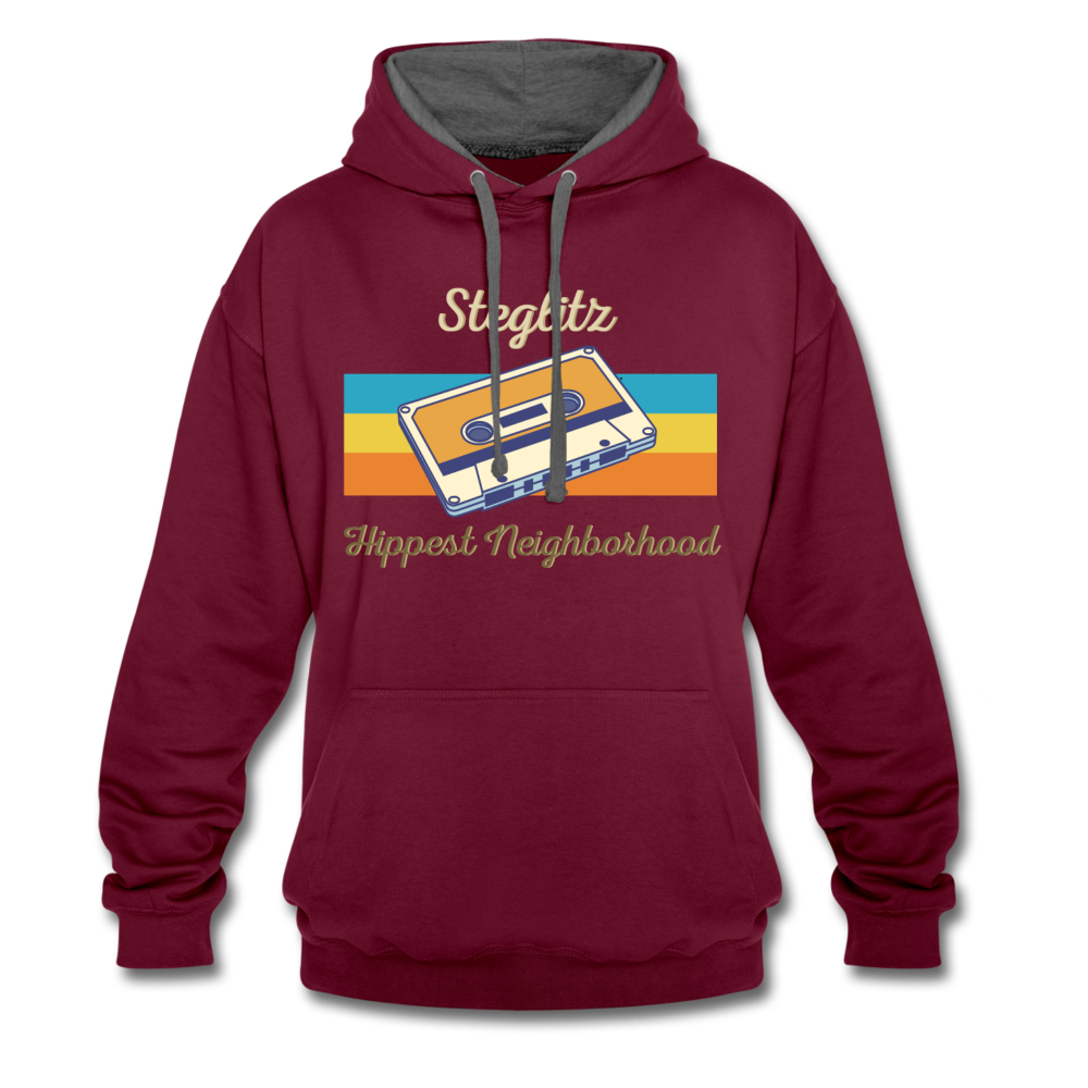 Steglitz Hippest Neighborhood - Kontrast Hoodie - Weinrot/Anthrazit