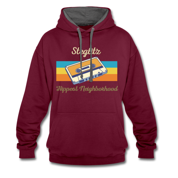 Steglitz Hippest Neighborhood - Kontrast Hoodie - Weinrot/Anthrazit