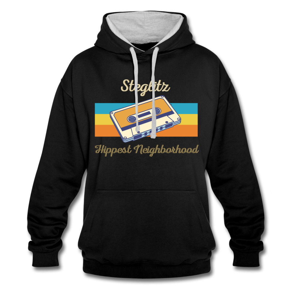 Steglitz Hippest Neighborhood - Kontrast Hoodie - Schwarz/Grau meliert