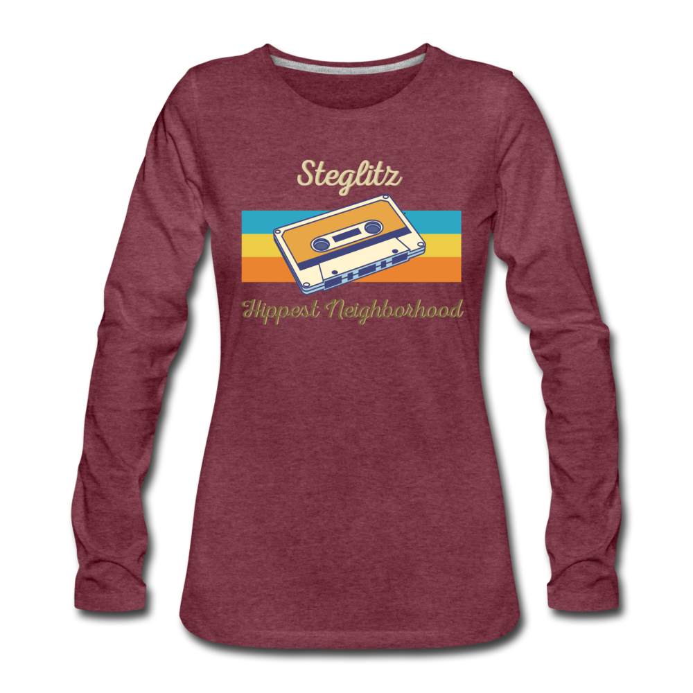 Steglitz Hippest Neighborhood - Frauen Premium Langarmshirt - Bordeauxrot meliert