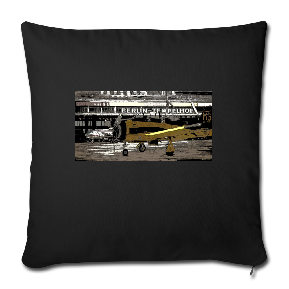 Tempelhof Flugzeug - Sofakissen mit Füllung (45 x 45 cm) - Schwarz