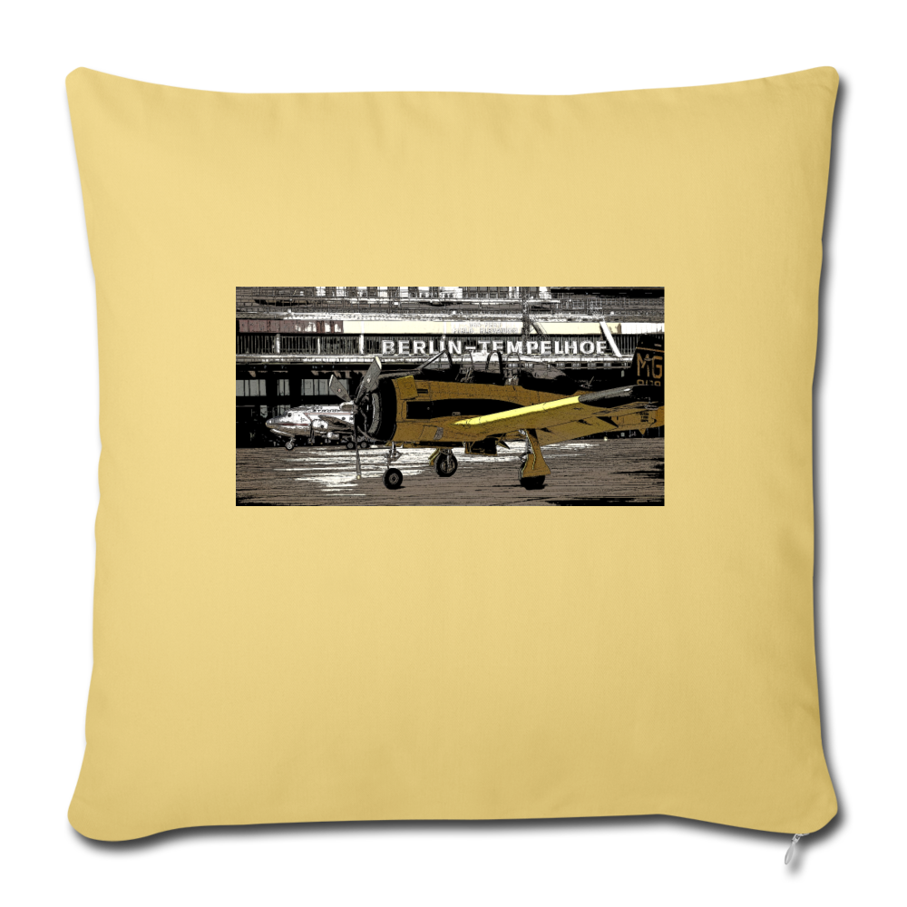 Tempelhof Flugzeug - Sofakissen mit Füllung (45 x 45 cm) - Hellgelb