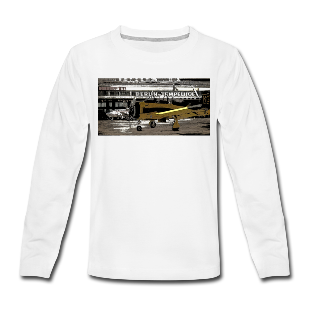 Tempelhof Flugzeug - Kinder Langarmshirt - Weiß