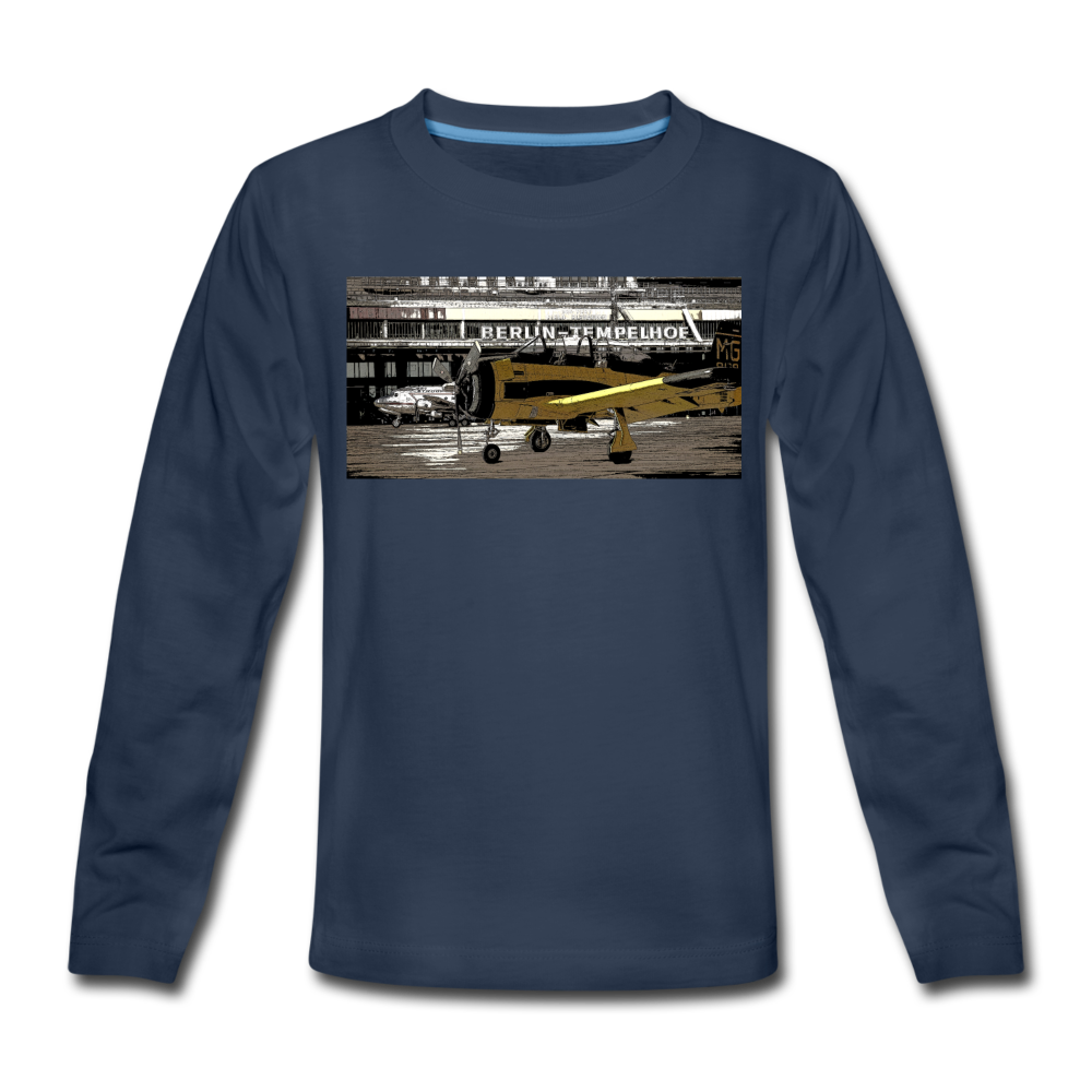 Tempelhof Flugzeug - Kinder Langarmshirt - Navy