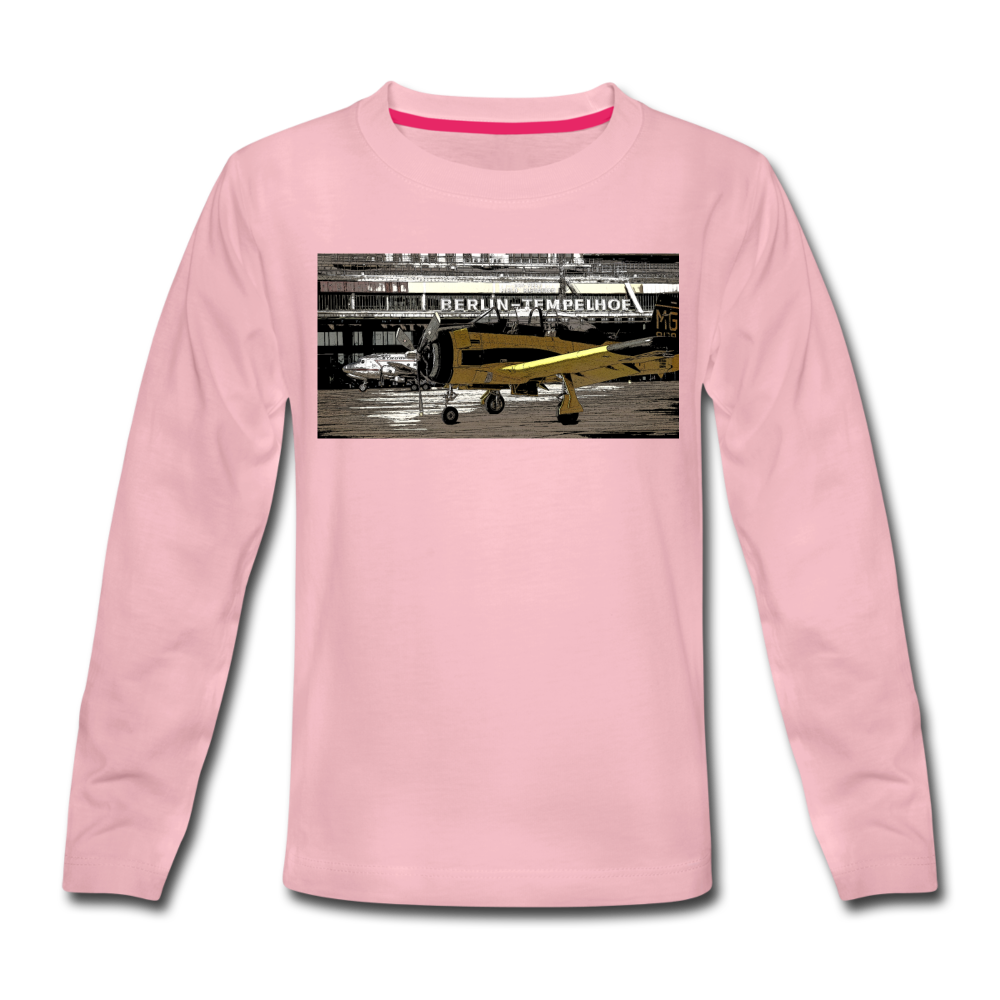 Tempelhof Flugzeug - Kinder Langarmshirt - Hellrosa