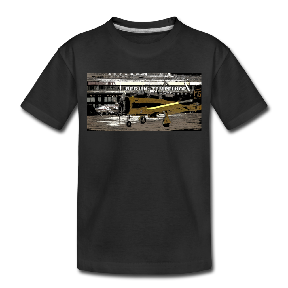 Tempelhof Flugzeug - Kinder Premium T-Shirt - Schwarz
