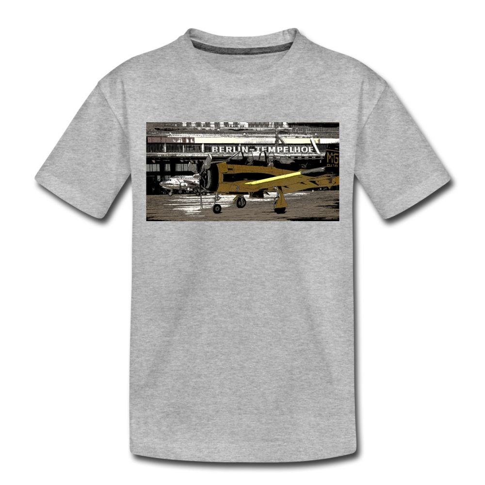 Tempelhof Flugzeug - Kinder Premium T-Shirt - Grau meliert