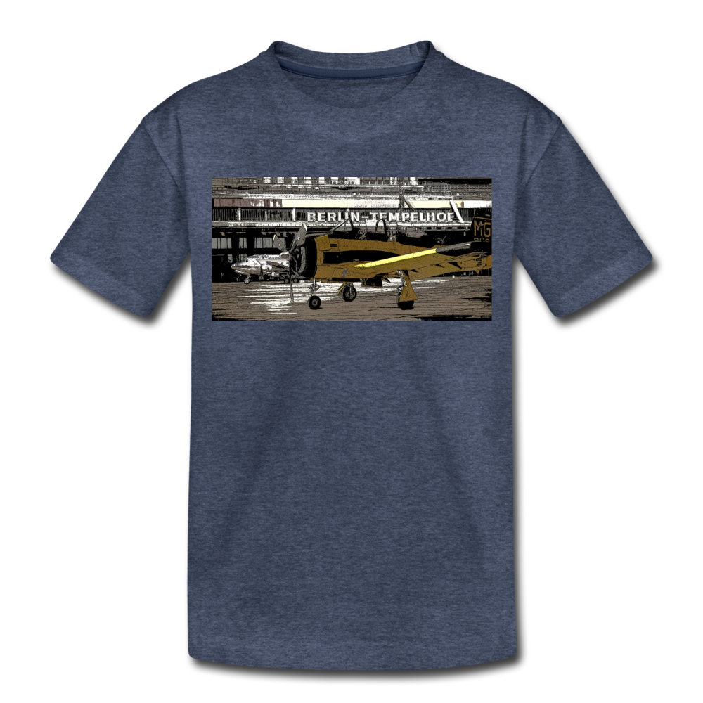 Tempelhof Flugzeug - Kinder Premium T-Shirt - Blau meliert