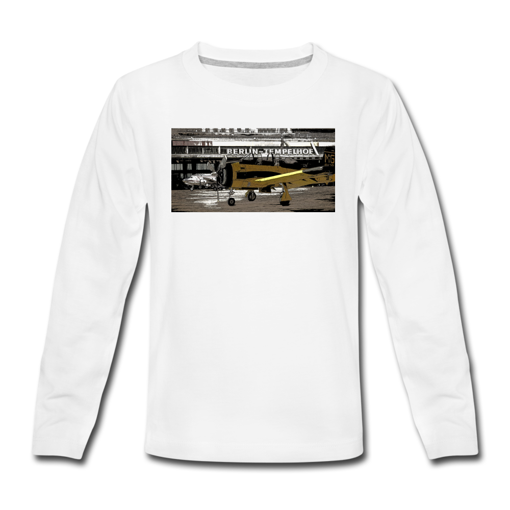 Tempelhof Flugzeug - Teenager Langarmshirt - Weiß