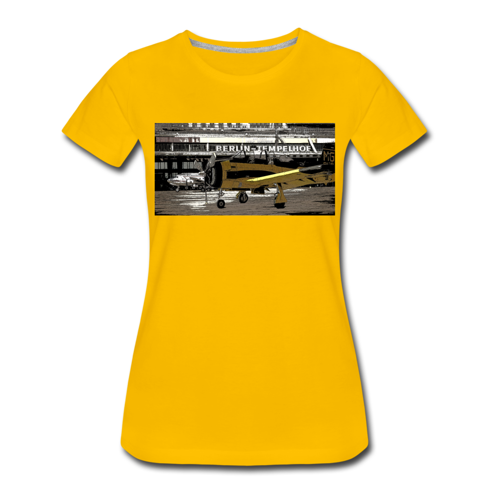 Tempelhof Flugzeug - Frauen Premium T-Shirt - Sonnengelb