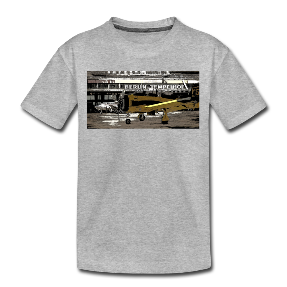 Tempelhof Flugzeug - Teenager Premium T-Shirt - Grau meliert