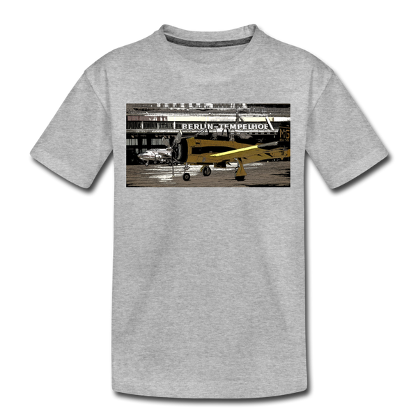 Tempelhof Flugzeug - Teenager Premium T-Shirt - Grau meliert