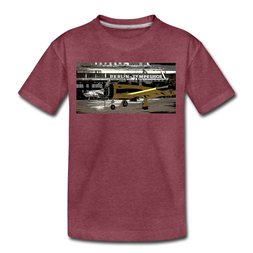 Tempelhof Flugzeug - Teenager Premium T-Shirt - Bordeauxrot meliert