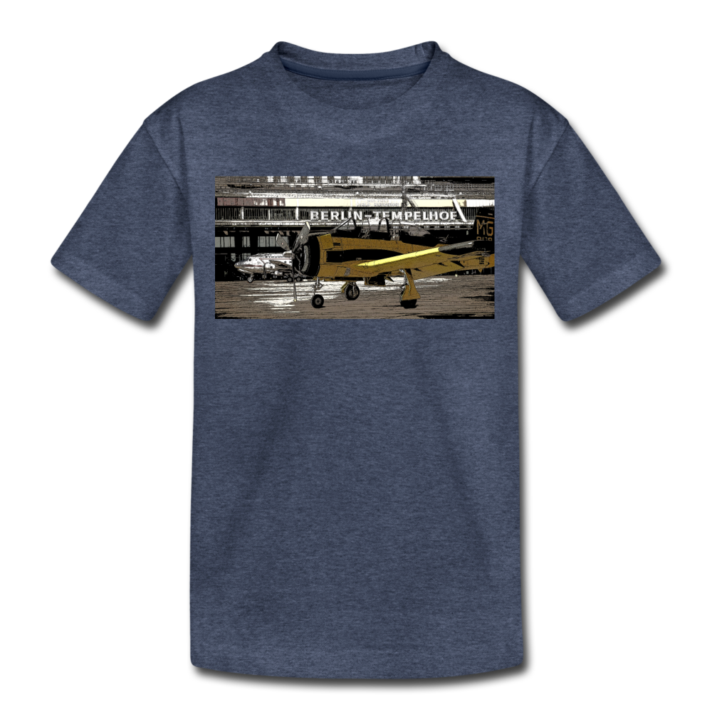 Tempelhof Flugzeug - Teenager Premium T-Shirt - Blau meliert