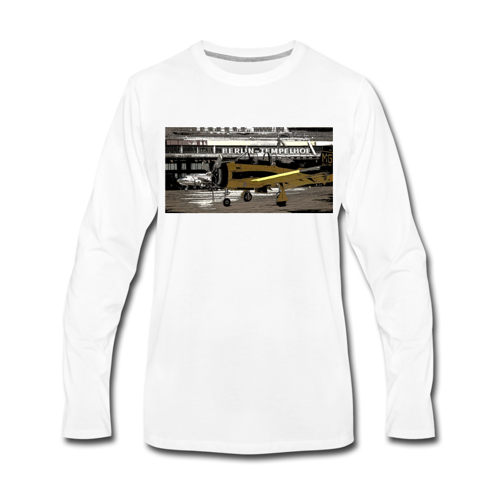 Tempelhof Flugzeug - Männer Premium Langamshirt - Weiß