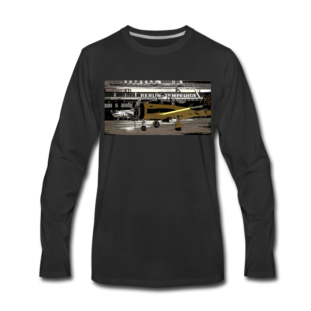 Tempelhof Flugzeug - Männer Premium Langamshirt - Schwarz