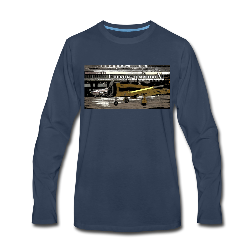 Tempelhof Flugzeug - Männer Premium Langamshirt - Navy