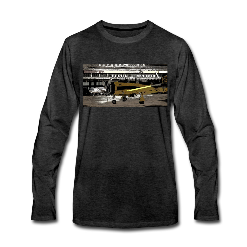 Tempelhof Flugzeug - Männer Premium Langamshirt - Anthrazit