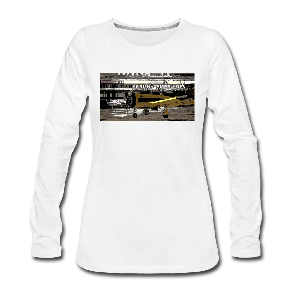 Tempelhof Flugzeug - Frauen Premium Langarmshirt - Weiß